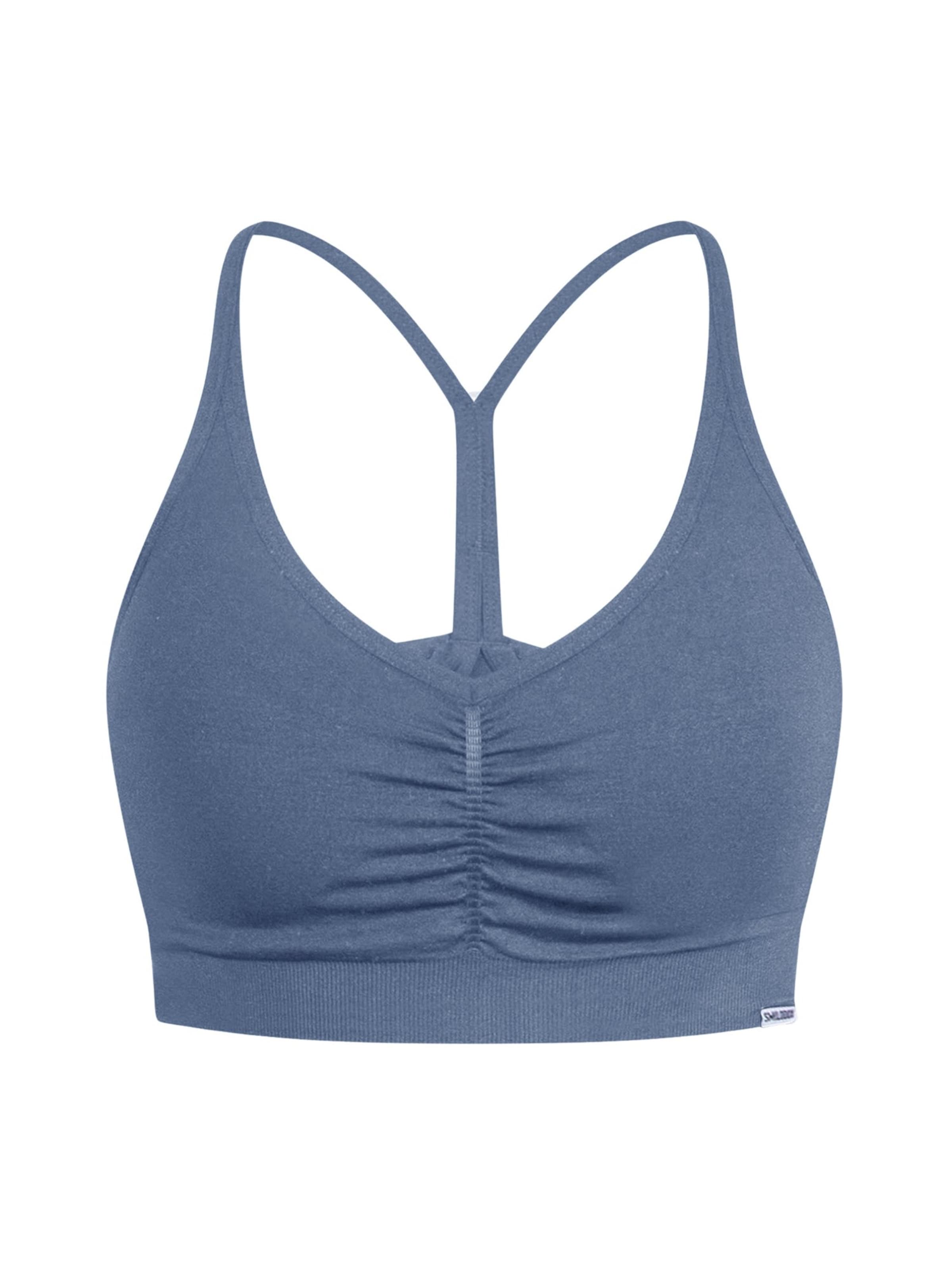 Smilodox Bustier Sporttop ' Solid Scrunch ' in Blau: Vorderseite