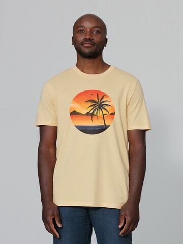 T-Shirt 'Sunset on palm beach' Watapparel en jaune : devant