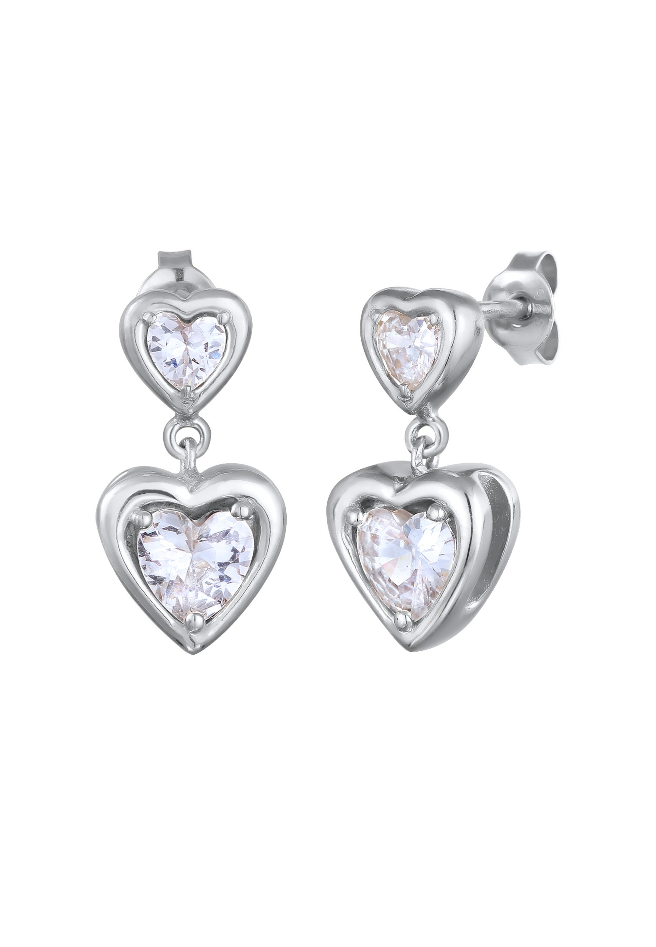 ELLI Ohrringe 'Herz' in Silber: Vorderseite