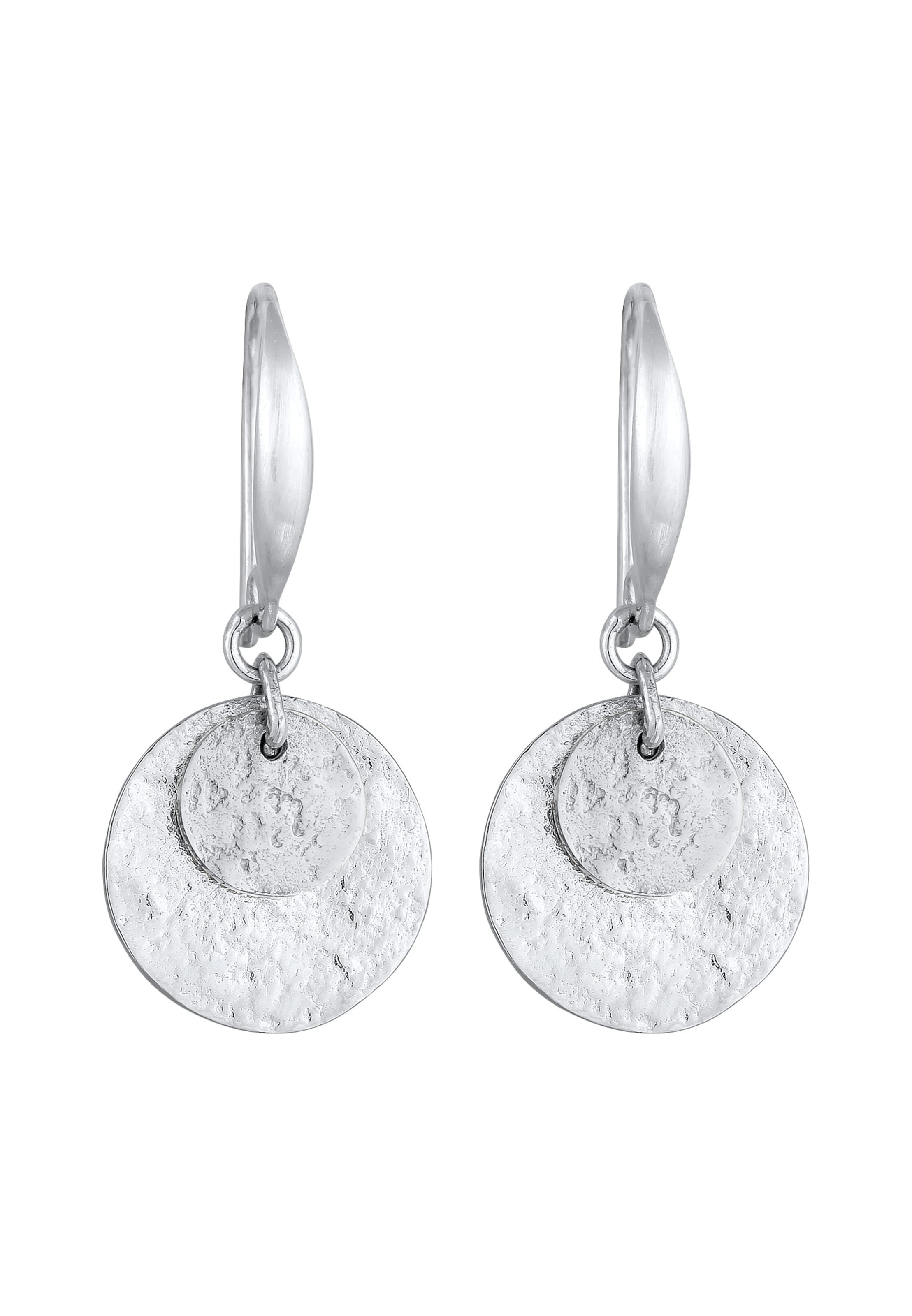 ELLI Ohrringe Bi Color_Tri Color, Geo, Textured in Silber: Vorderseite