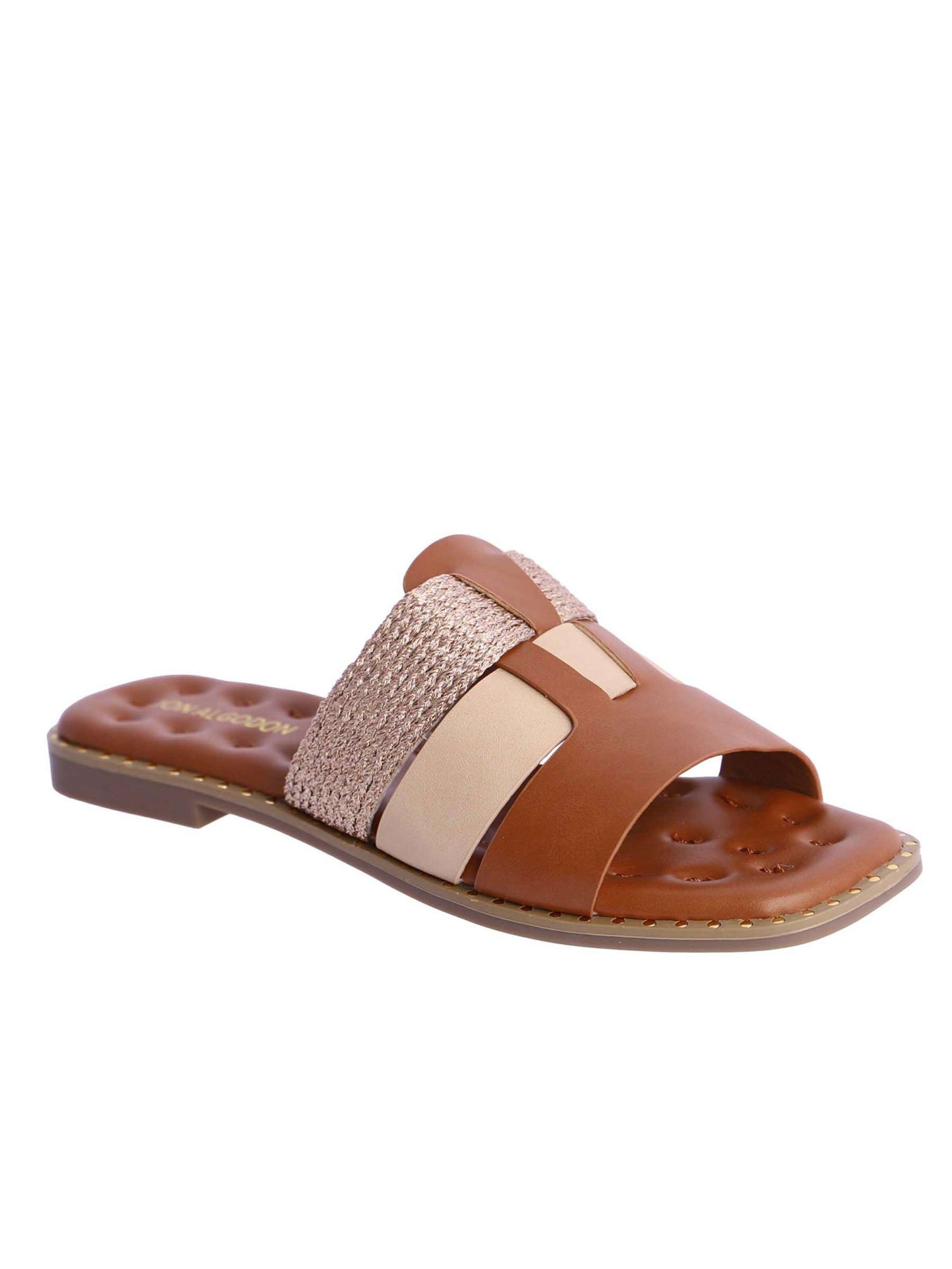 Don Algodon - Zapatos abiertos 'Sandalia para mujer DON ALGODON Vera de piel sintética combinada en rafia' en marrón