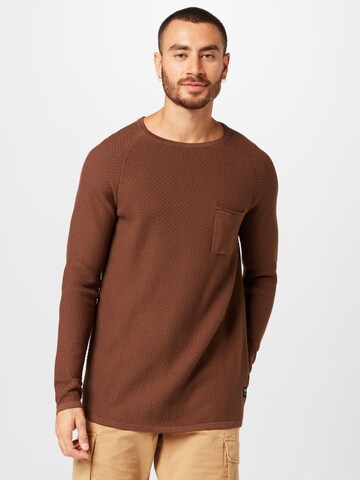 TOM TAILOR DENIM Sweater in Brown: front