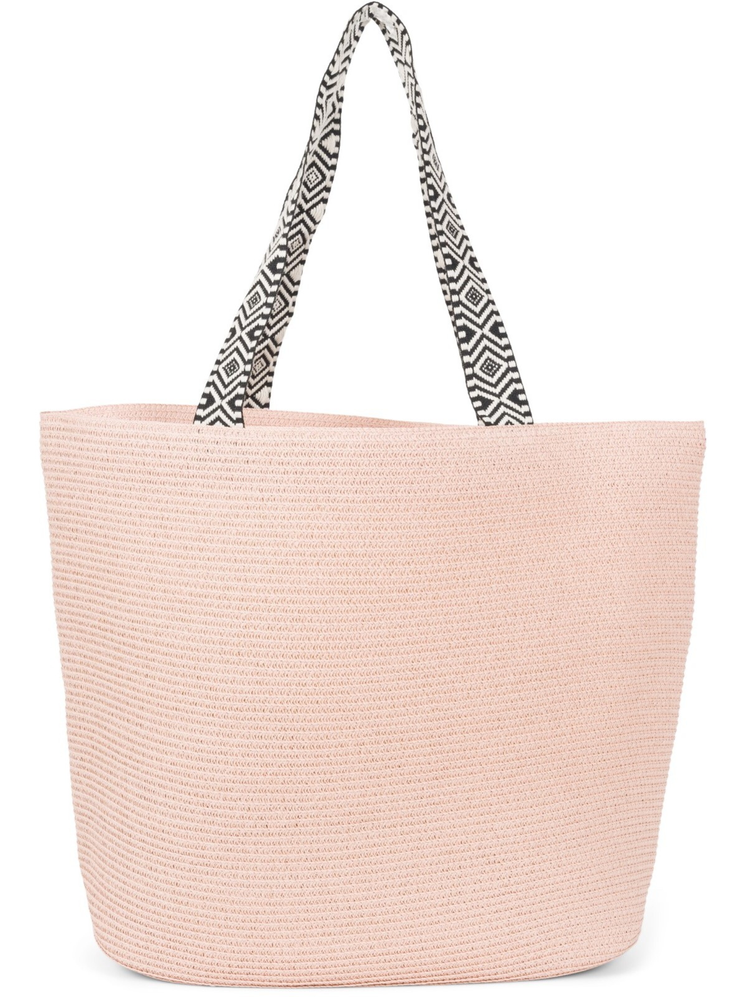 styleBREAKER Beach bag 'Papierstroh Strandtasche Azteken Muster' in Pink