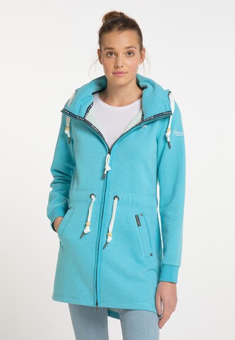 Schmuddelwedda Zip-Up Hoodie in Blue: front