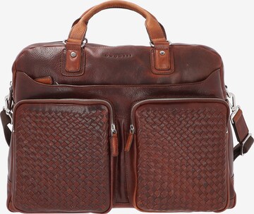 bugatti Document Bag 'Woven' in Brown: front