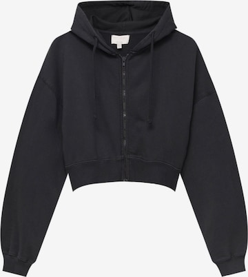 Pull&Bear Zip-Up Hoodie in Black: front