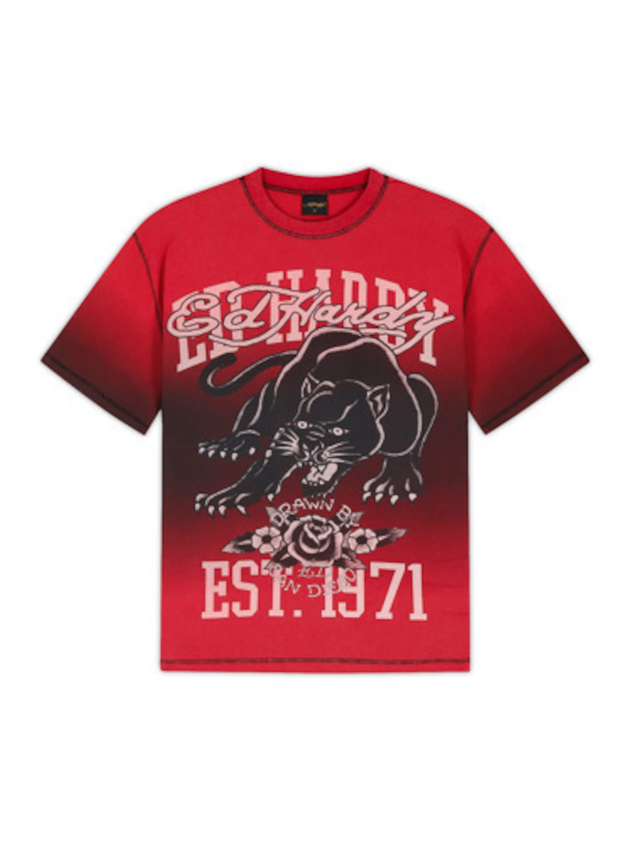 Ed Hardy Bluser & t-shirts 'Panther' i lyserød / cranberry / mørkerød / sort, Produktvisning