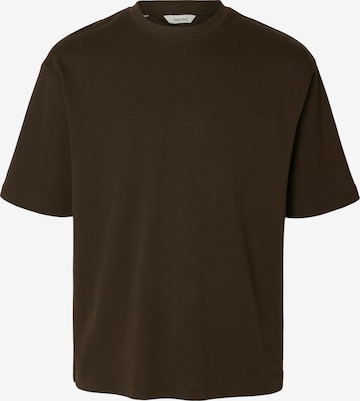 SELECTED - Camiseta 'SLHOscar' en marrón: frente
