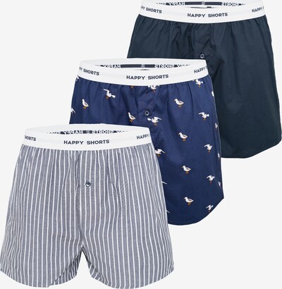 Happy Shorts Boxershorts in navy / nachtblau / grau / weiß, Produktansicht