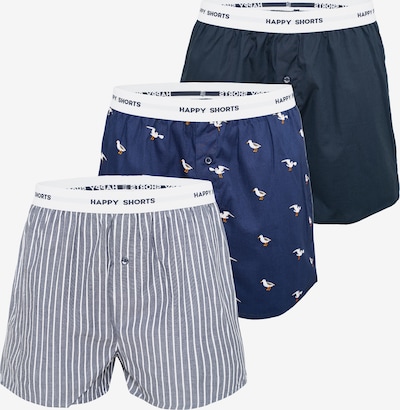 Happy Shorts Boxershorts in navy / nachtblau / grau / weiß, Produktansicht