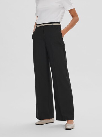 SELECTED FEMME Wide leg Pleated Pants 'ELIANA' in Black: front