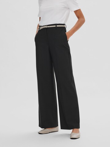 Wide Leg Pantalon à plis 'ELIANA' SELECTED FEMME en noir : devant