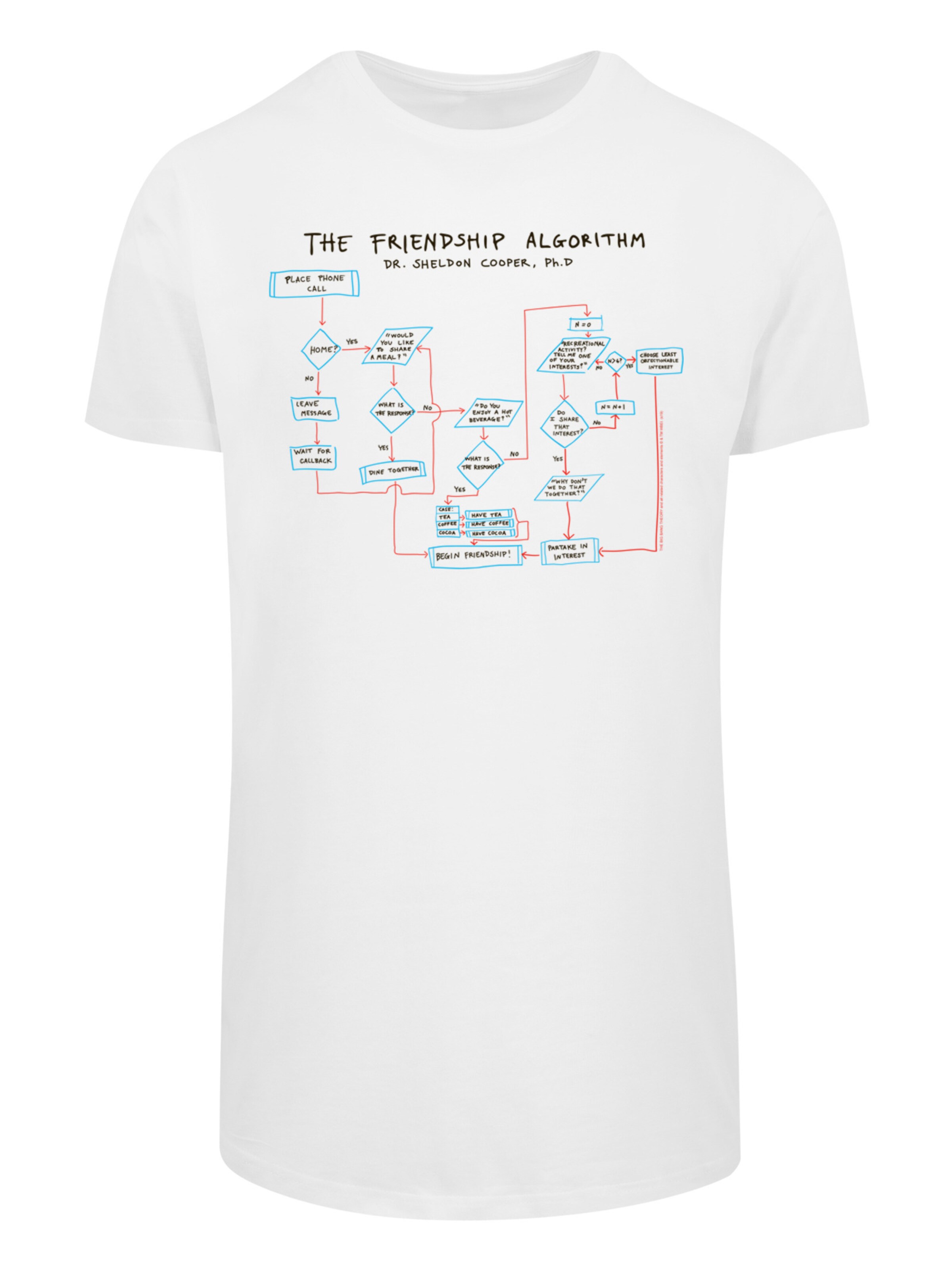 F4NT4STIC Shirt 'Big Bang Theory TV Serie Theory Friendship Algorithm' in Weiß: Vorderseite