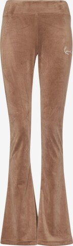 Karl Kani Flared Pants in Brown: front