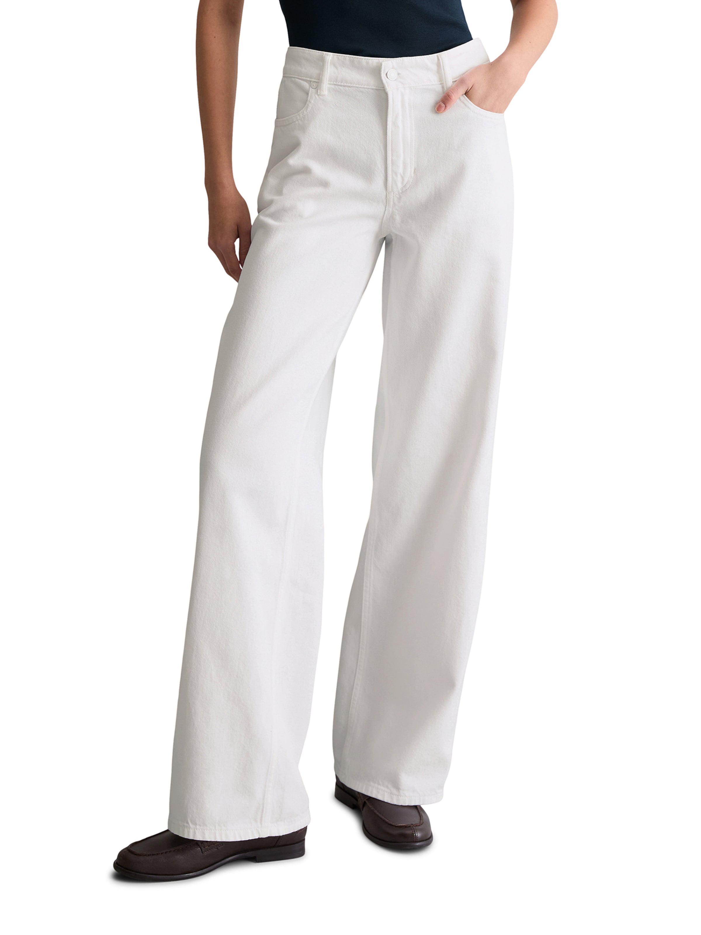 Marc O'Polo DENIM Wide Leg Jeans 'Tomke' i hvid: forside