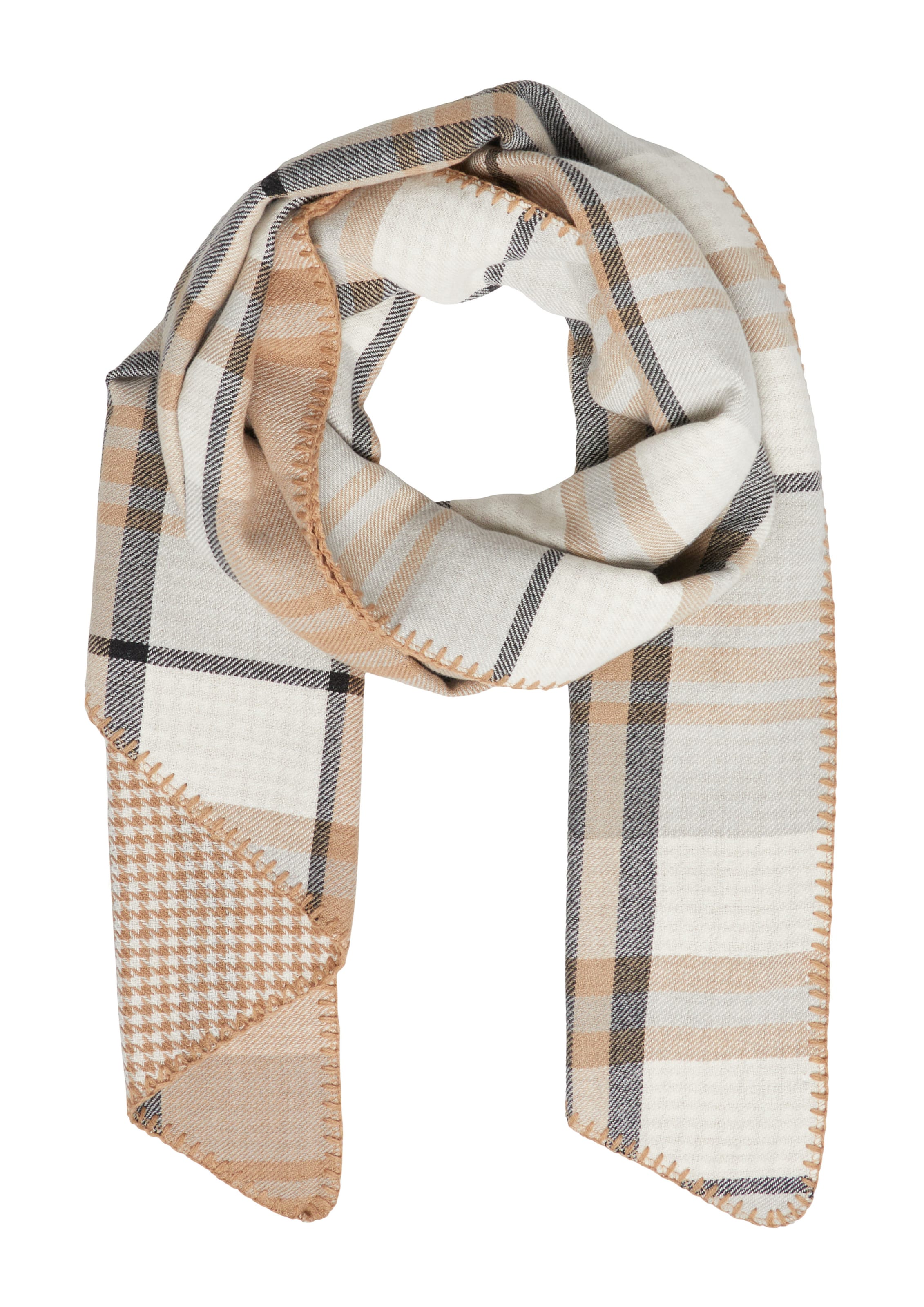 s.Oliver Sjaal in de kleur Camel / Sand / Antraciet / Lichtgrijs, Productweergave