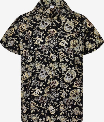 King Kameha Shirt 'Skull' in Bruin: voorkant