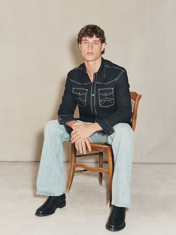 Next Regular fit Button Up Shirt in Black