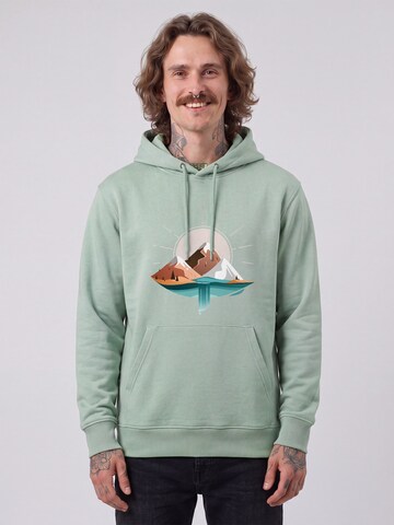 Felpa 'Sunrise & Lake' di Watapparel in verde: frontale