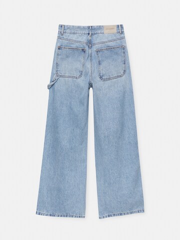 Pull&Bear Wide Leg Jeans in Blau