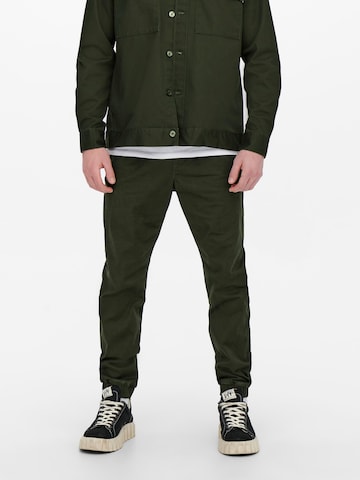 Only & Sons Tapered Pants 'Linus' in Green: front