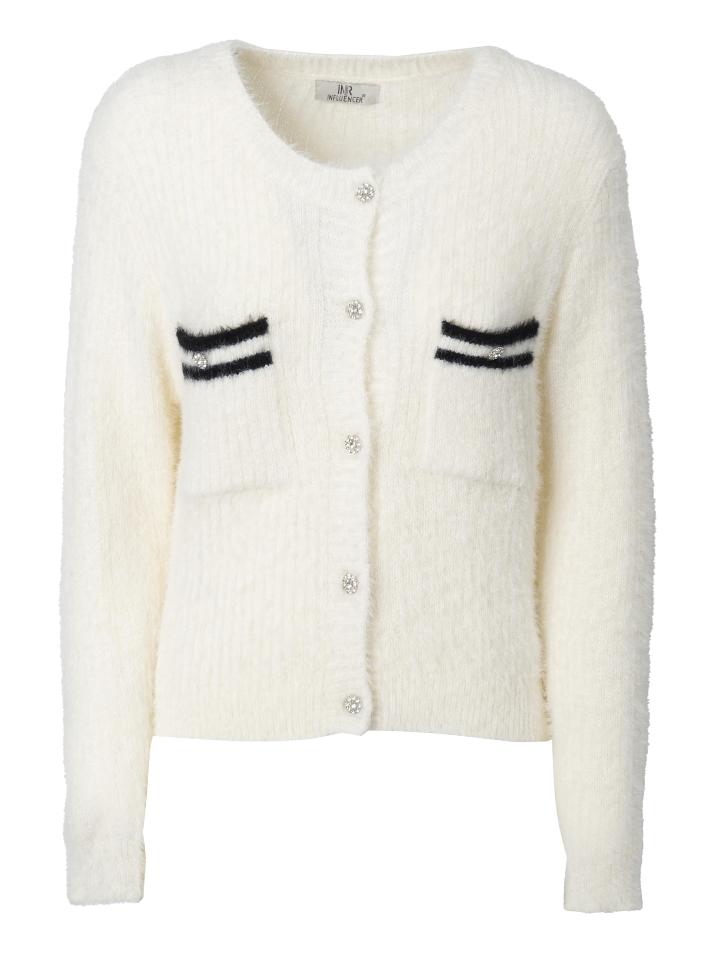 Influencer Knit cardigan ' Fluffly' in White: front
