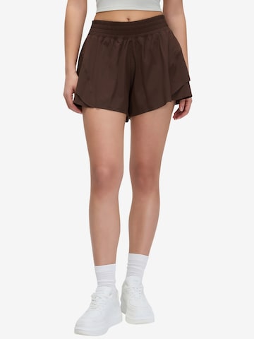 Magicshe Loose fit Workout Pants 'High Waist Sportshorts mit Innenhose und Versteckte Tasche' in Brown: front