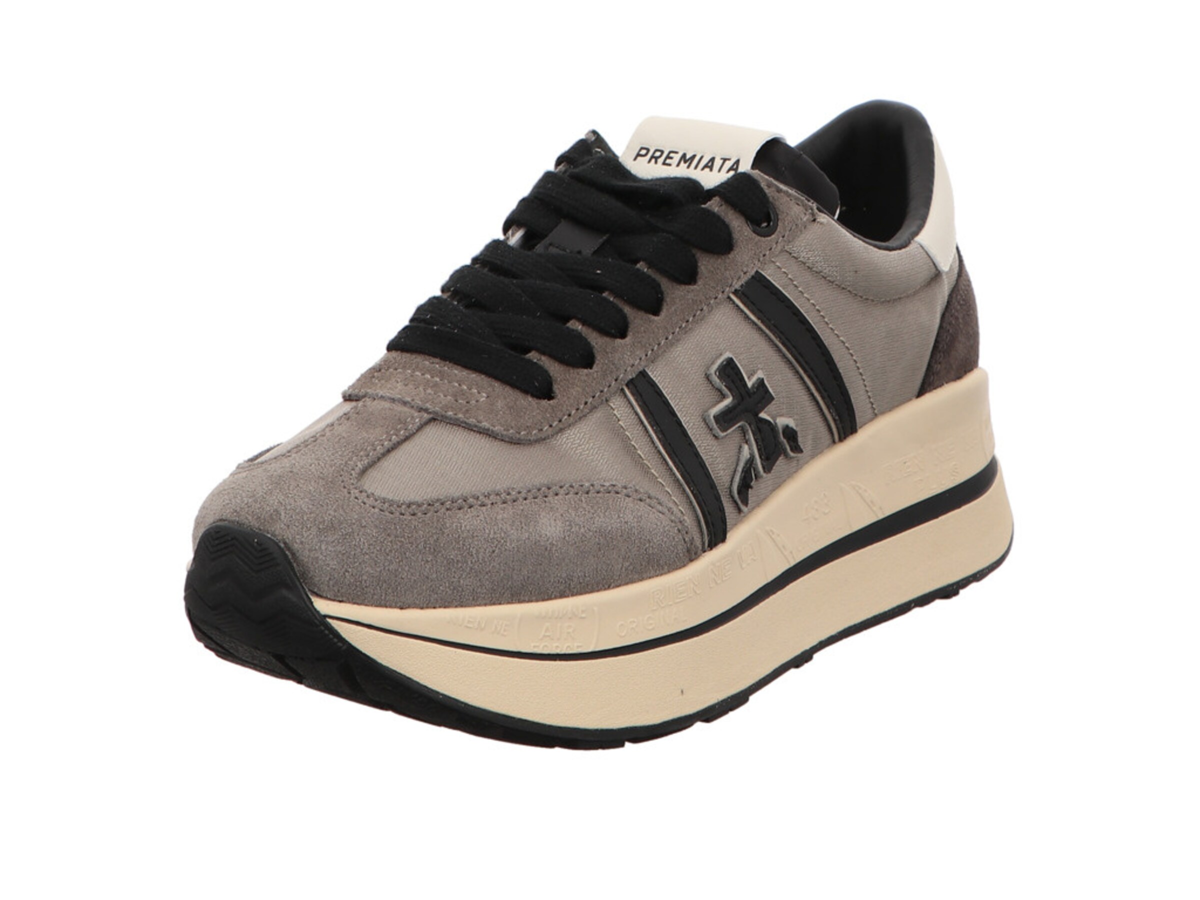 Premiata Platform trainers in Grey: front