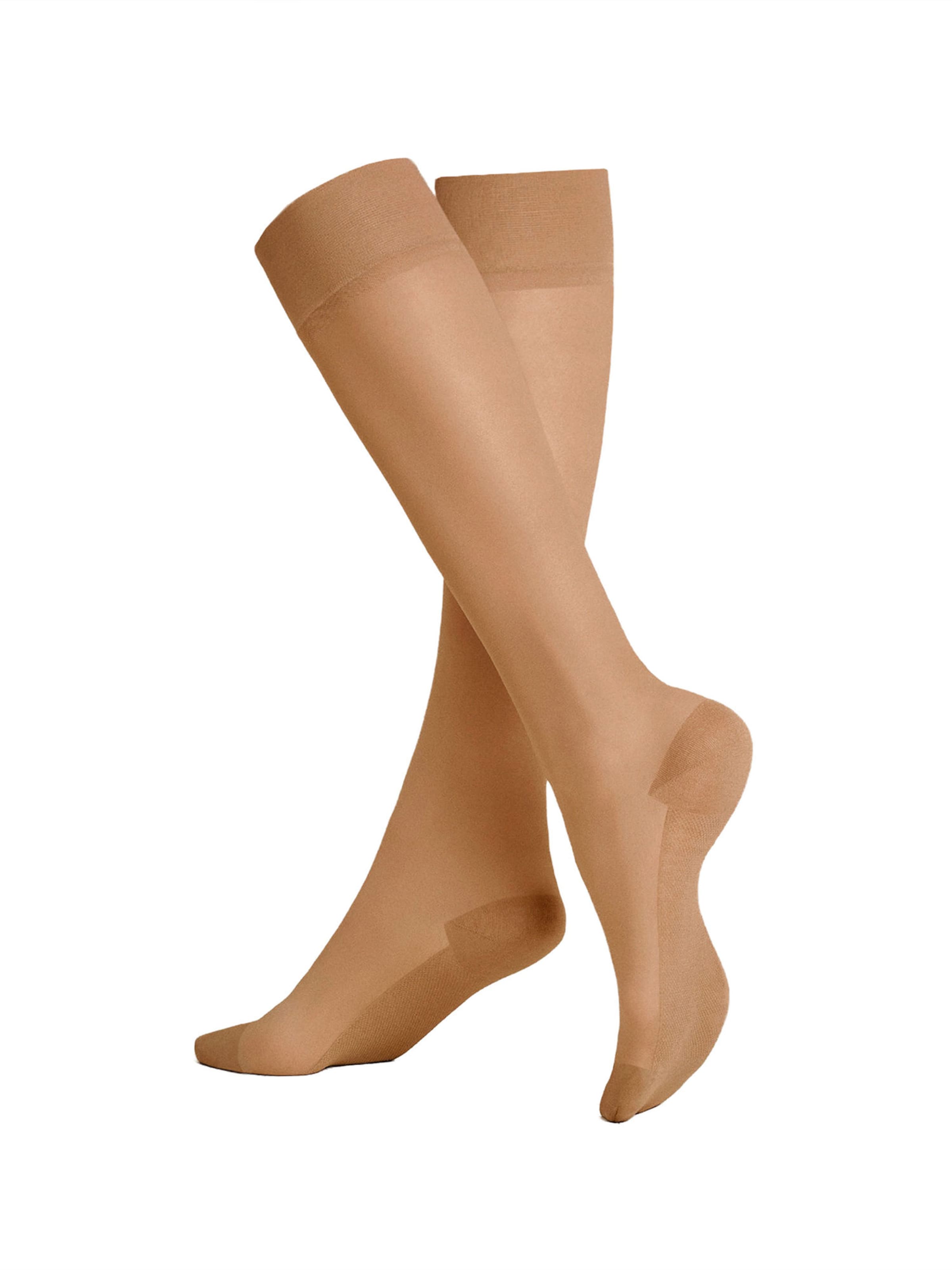 KUNERT Kniekousen 'Cotton Sole' in Beige: voorkant