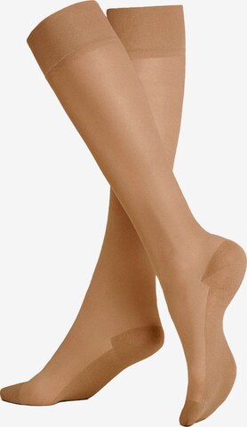 Chaussettes montantes 'Cotton Sole' KUNERT en beige : devant