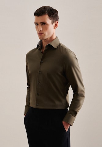 SEIDENSTICKER Slim fit Business Shirt in Green: front