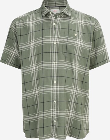 s.Oliver Men Big Sizes Regular fit Button Up Shirt in Green: front