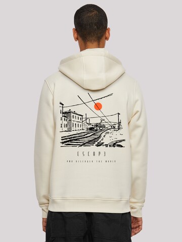 Sweat-shirt 'Escape Discover The World Town Train Station' F4NT4STIC en beige : devant