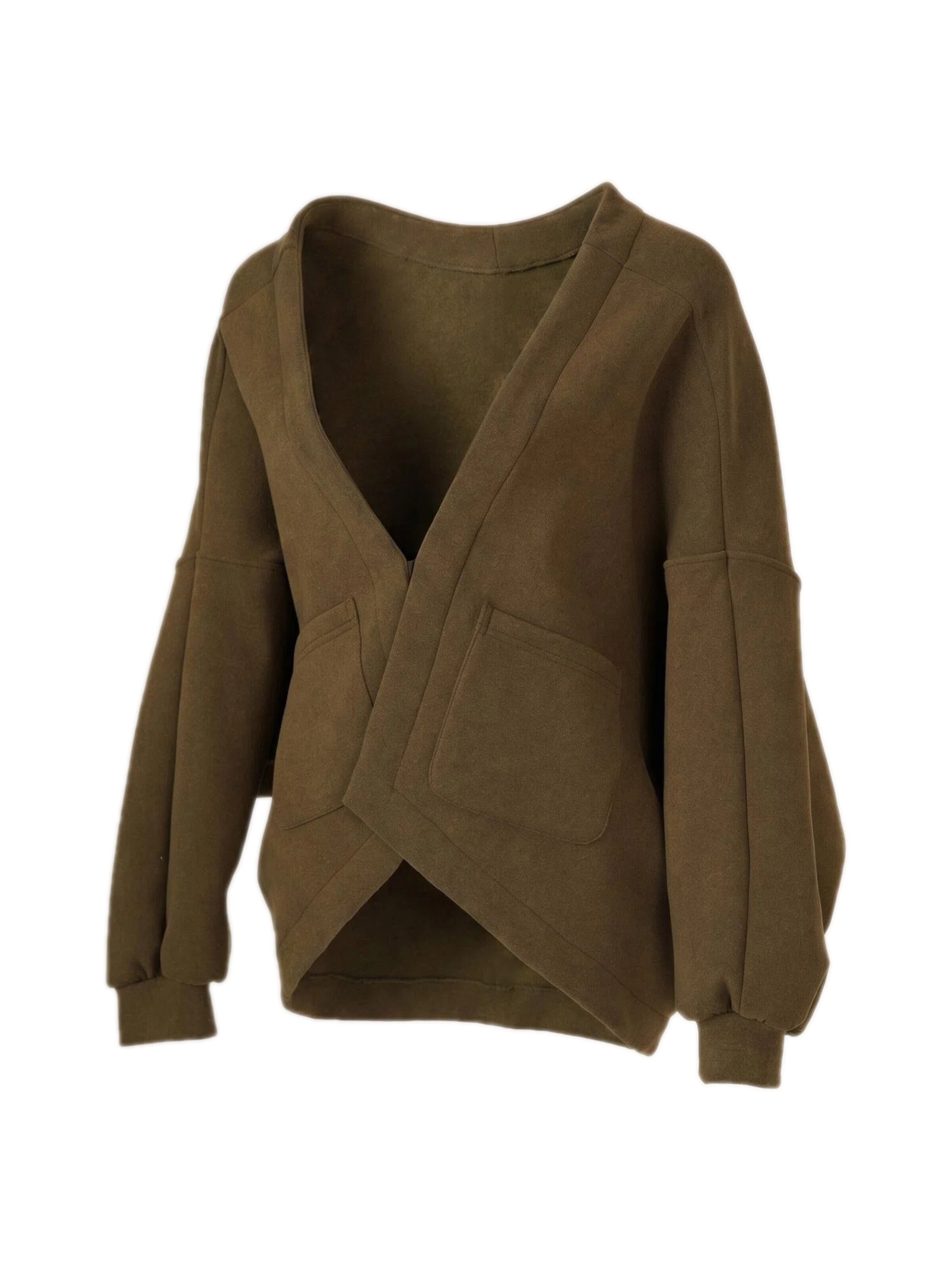 Veste en polaire 'YOLIGEX Lockere Strickjacke Grün V-Ausschnitt Überkreuzdesign mit Taschen' yoligex en vert