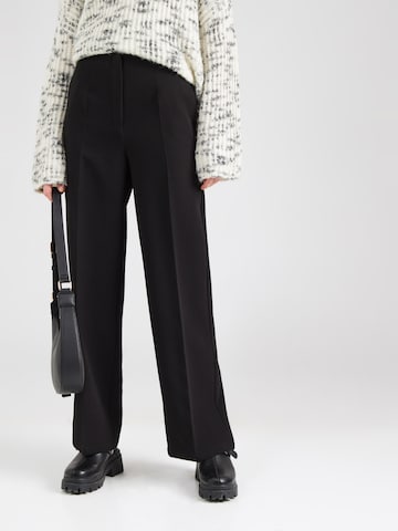 JDY Regular Trousers with creases 'JDYLOREEN' in Black: front