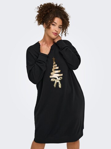 ONLY Carmakoma Jurk 'CARSANTA XMAS' in Zwart: voorkant
