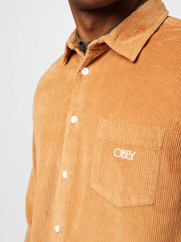 Obey Regular fit Button Up Shirt 'JULIAN' in Brown
