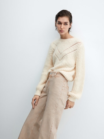 MANGO Wide Leg Farkut 'Catherin' värissä beige