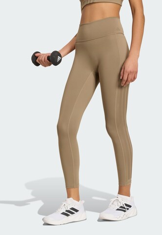 ADIDAS PERFORMANCE Skinny Παντελόνι φόρμας 'Optime' σε καφέ: μπροστά