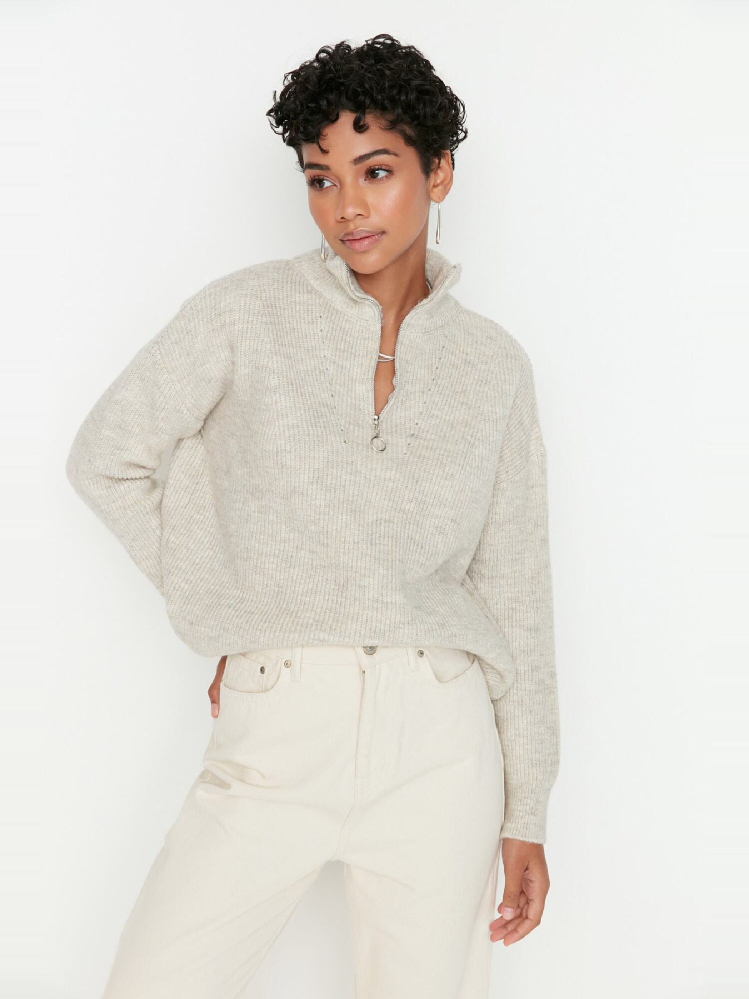 Trendyol Sweater in Greige ABOUT YOU