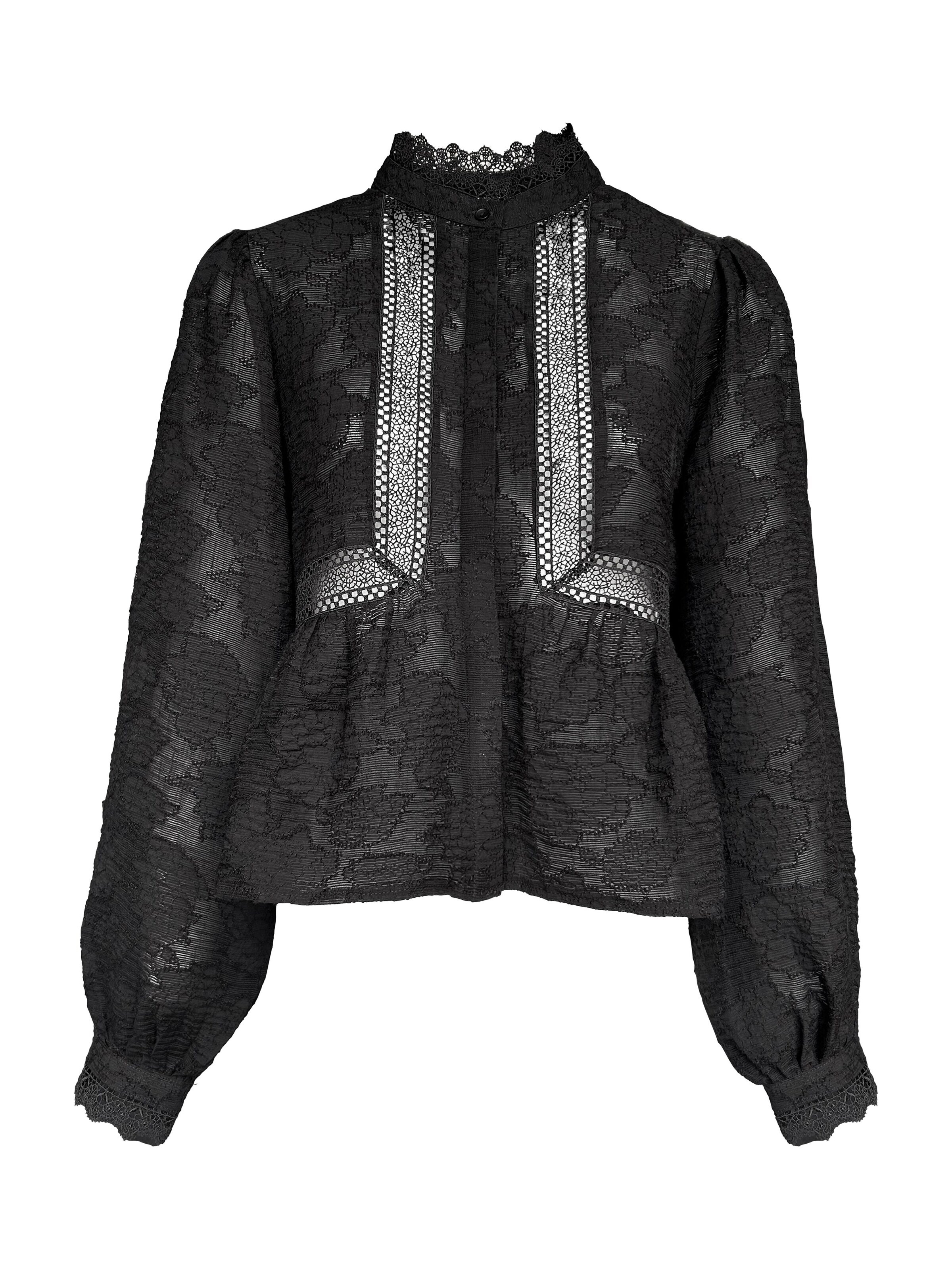 Honnête Atelier Blouse 'Mills' in Zwart: voorkant