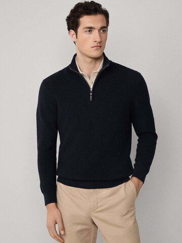 Pull-over ' COTTON RIB HZIP ' Hackett London en noir : devant