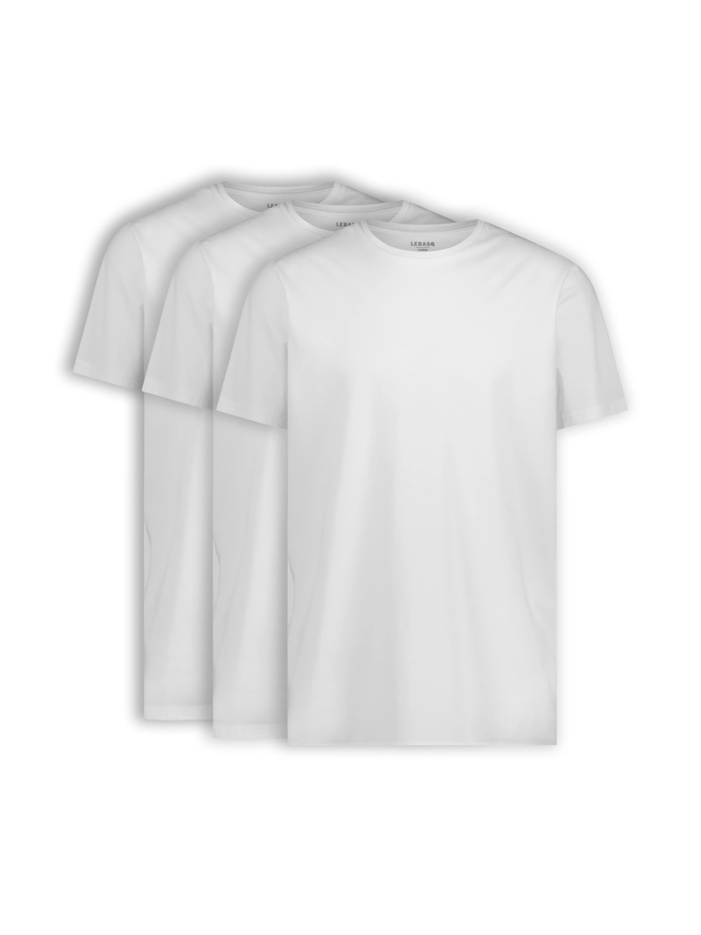LEBASQ Shirt 'John's Crew White 3 Pack - Classic Fit' in Wit: voorkant