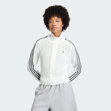 ADIDAS ORIGINALS Knit Cardigan 'Firebird' in White: front