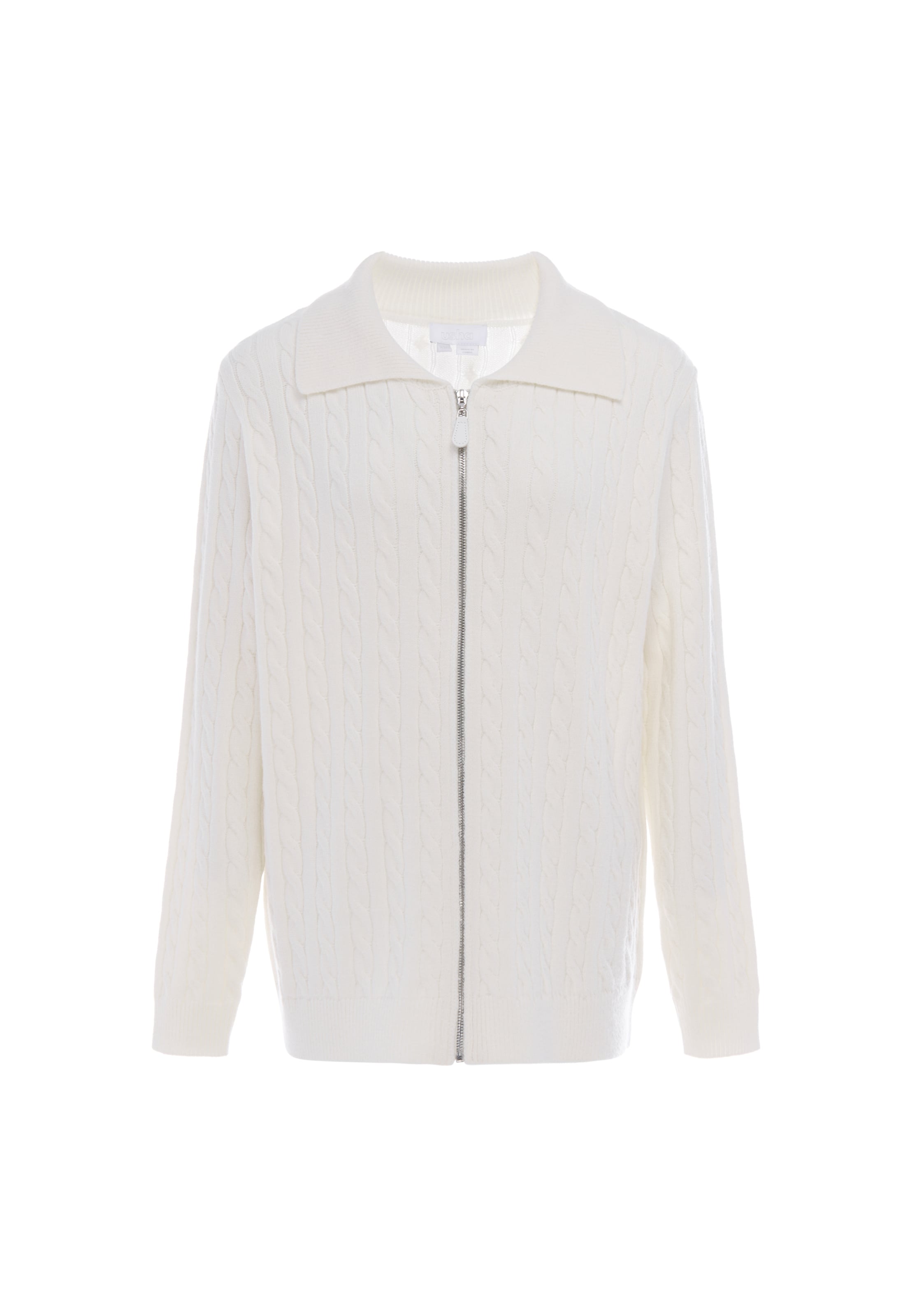 usha WHITE LABEL - Casaco de malha 'Minimalistic' em branco: frente