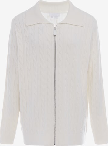 usha WHITE LABEL - Casaco de malha 'Minimalistic' em branco: frente
