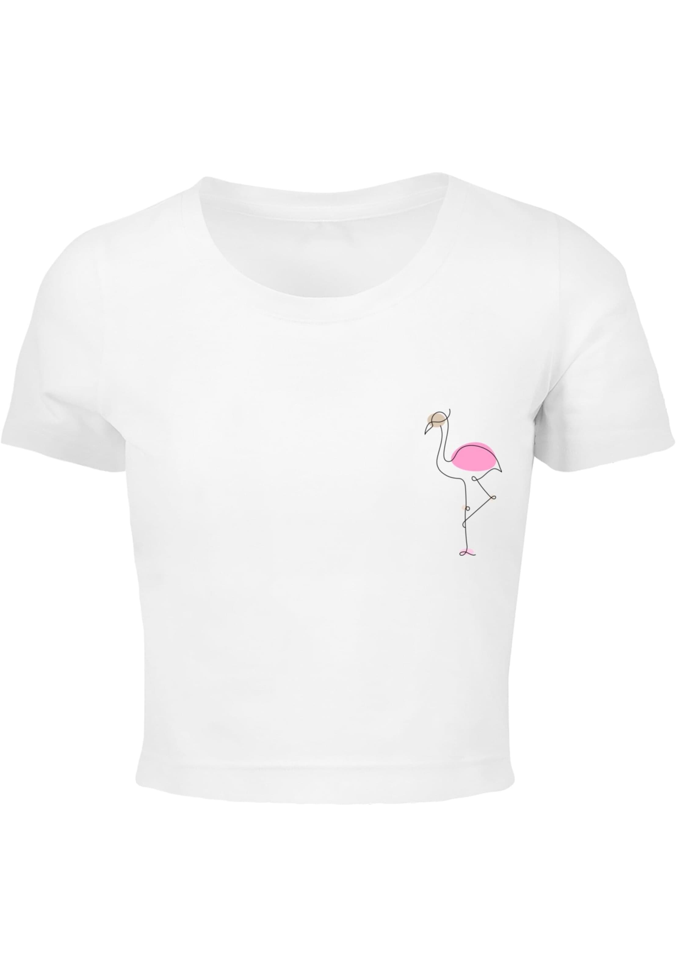 Merchcode T-Shirt 'Flamingo' in Weiß: Vorderseite