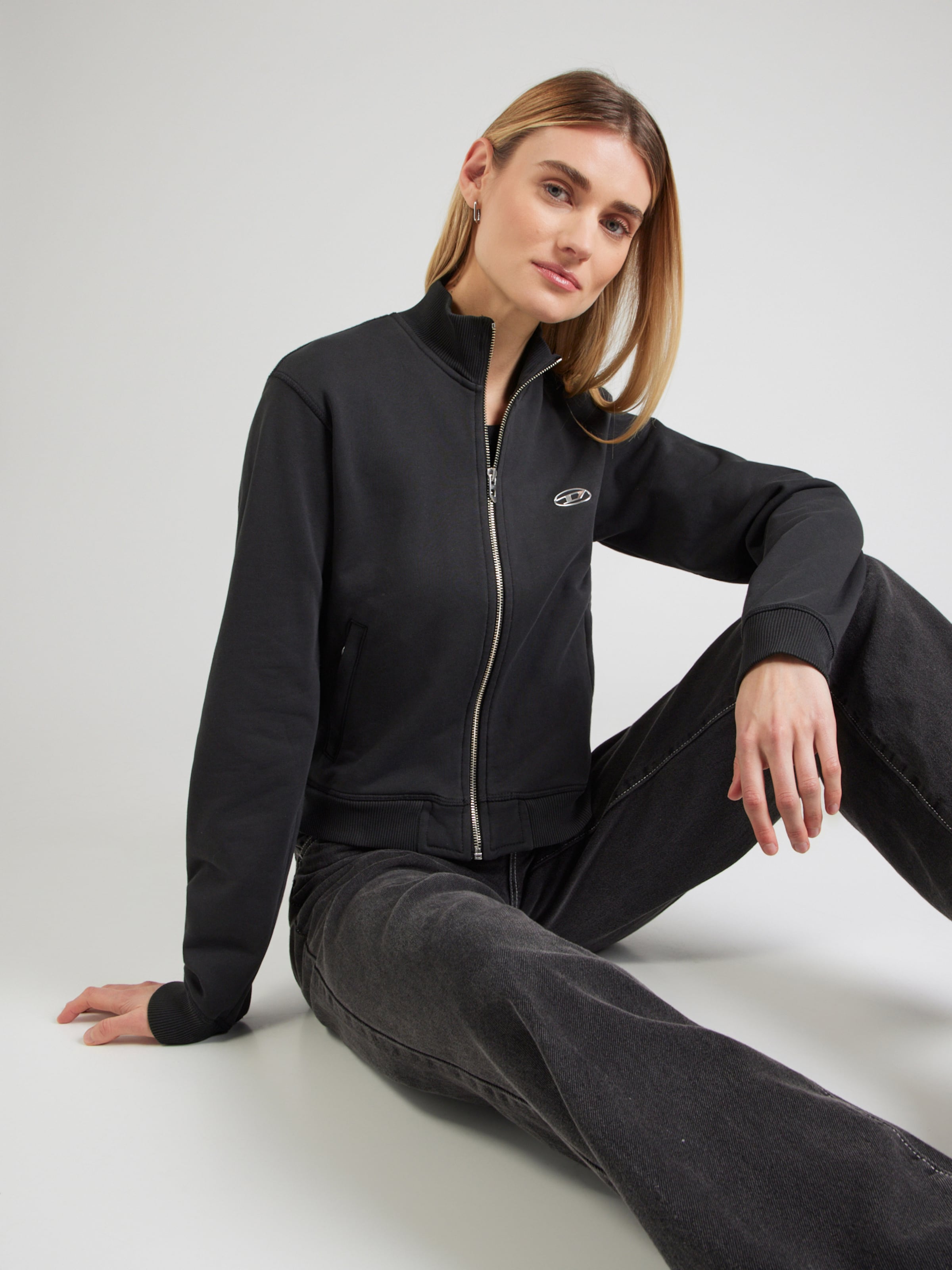 DIESEL Zip-Up Hoodie 'F-FLACIN-OD' in Black | ABOUT YOU