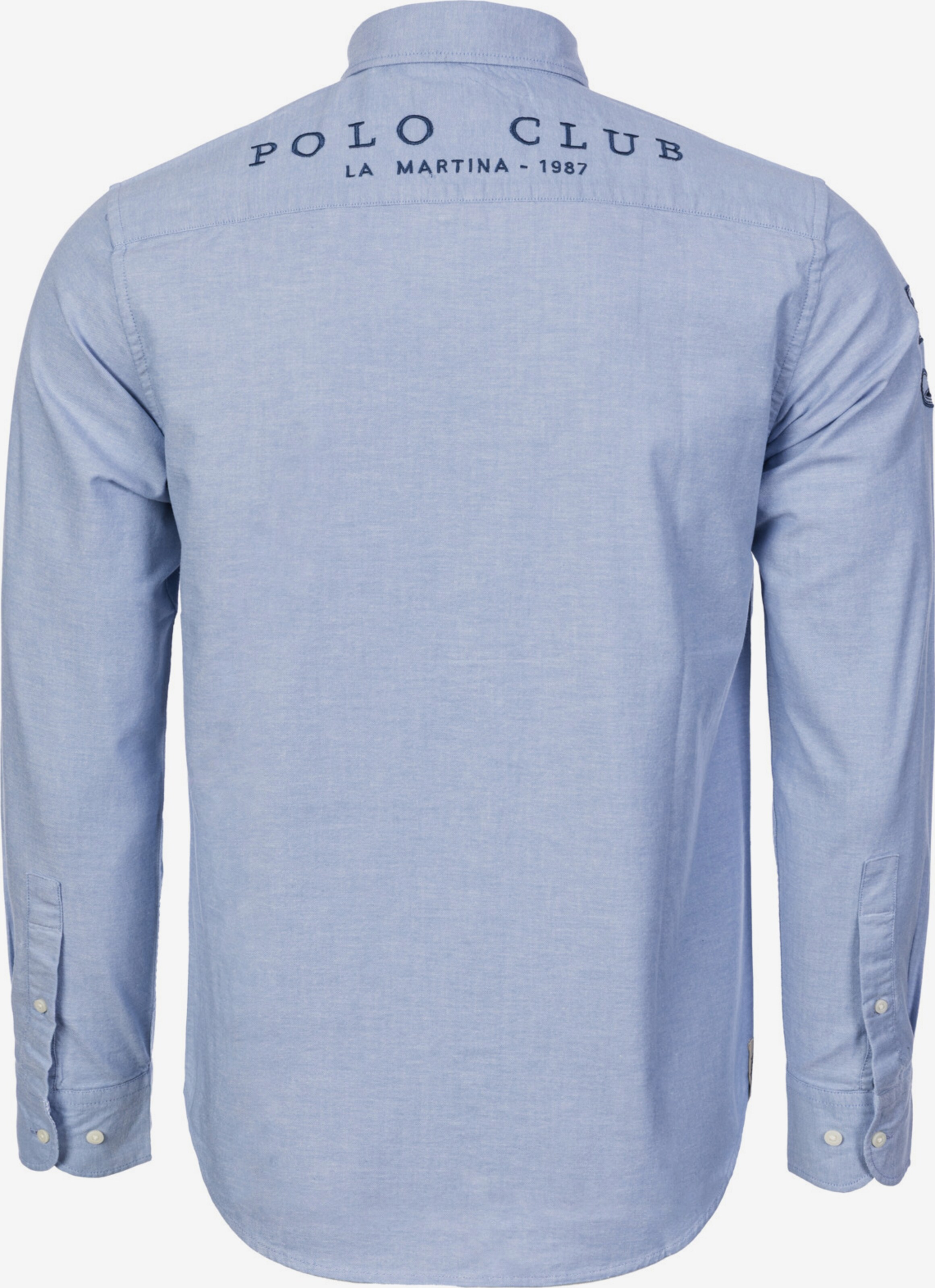 La Martina Camicia In Cotone Blu, Maniche Lunghe, Regular Fit, Taglia X-Large, Con Ricamo Logo
