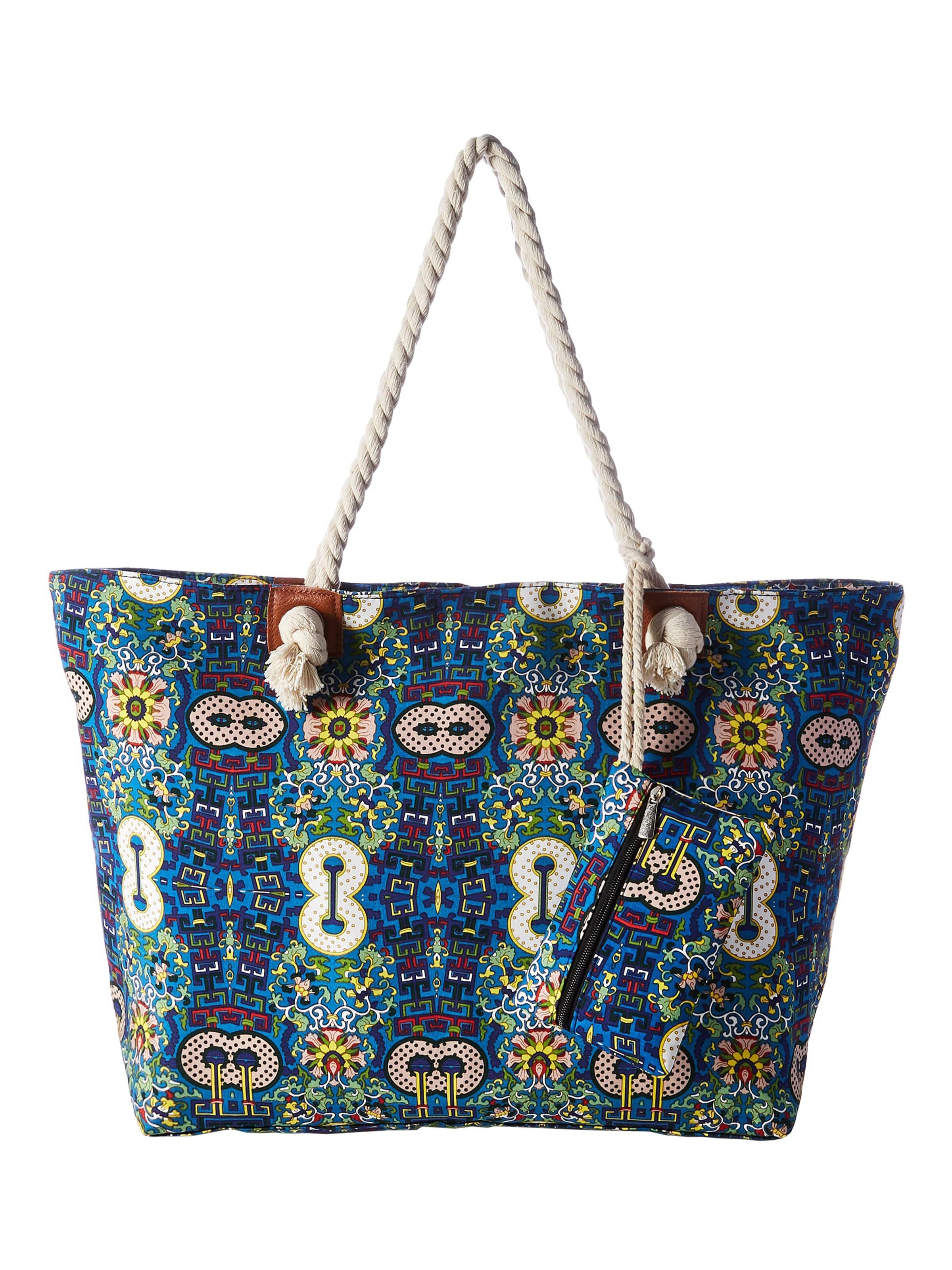 DonDon Beach Bag 'DonDon Strandtasche mit Reißverschluss Shopper Beach bag Badetasche - Paisley' in Blue: front